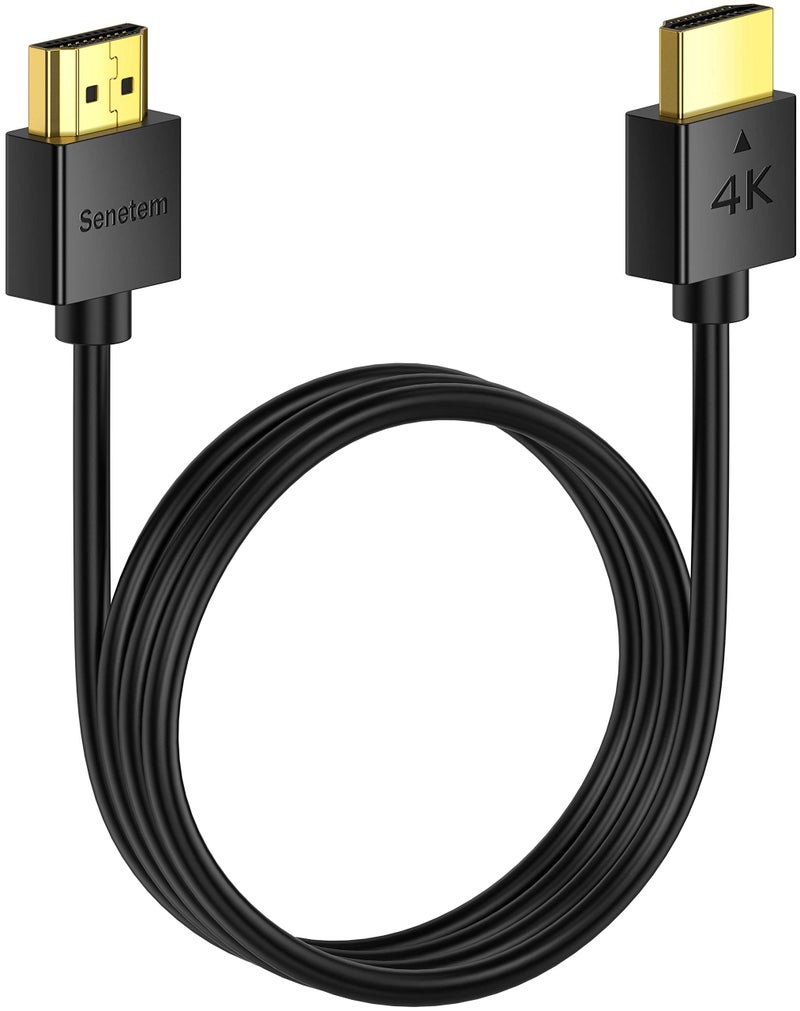 Senetem Slim HDMI Cable 6.6 ft, High Speed (4K@60Hz, 18Gbps), HDMI 2.0 Cord, Thin, Low-Profile Gold-Plated Connectors - 2K, HDR, ARC, 3D, for Gaming Monitor, TV, X-Box, PS5/4/3 (6.6 Feet) - Image 1
